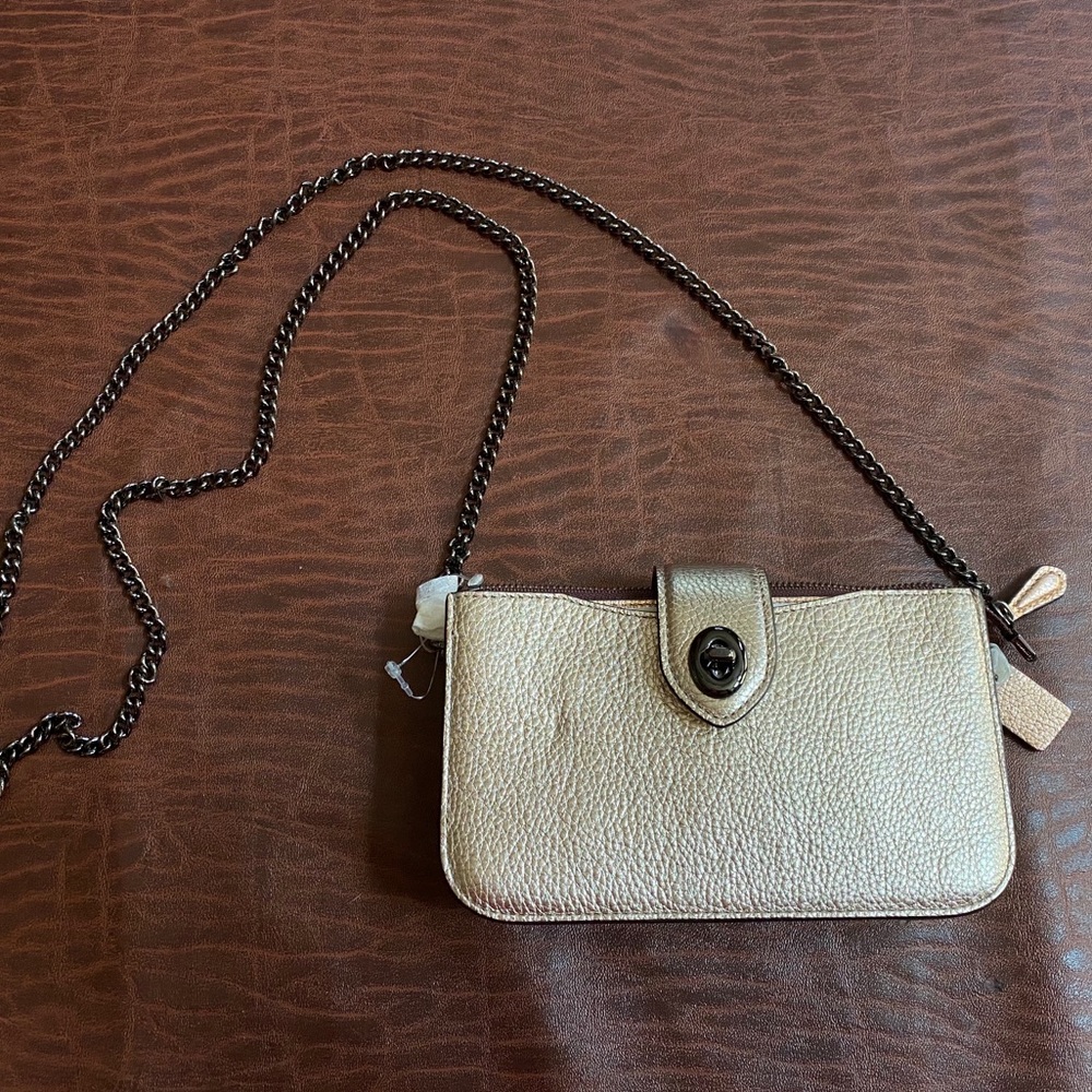 COACH Metallic Turnlock Crossbody